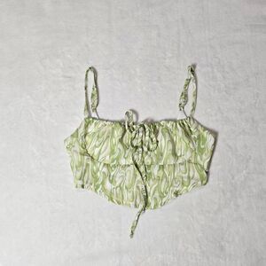 Kendall + Kylie Pacsun - Tie Front Swirl Print Crop Top, size Small